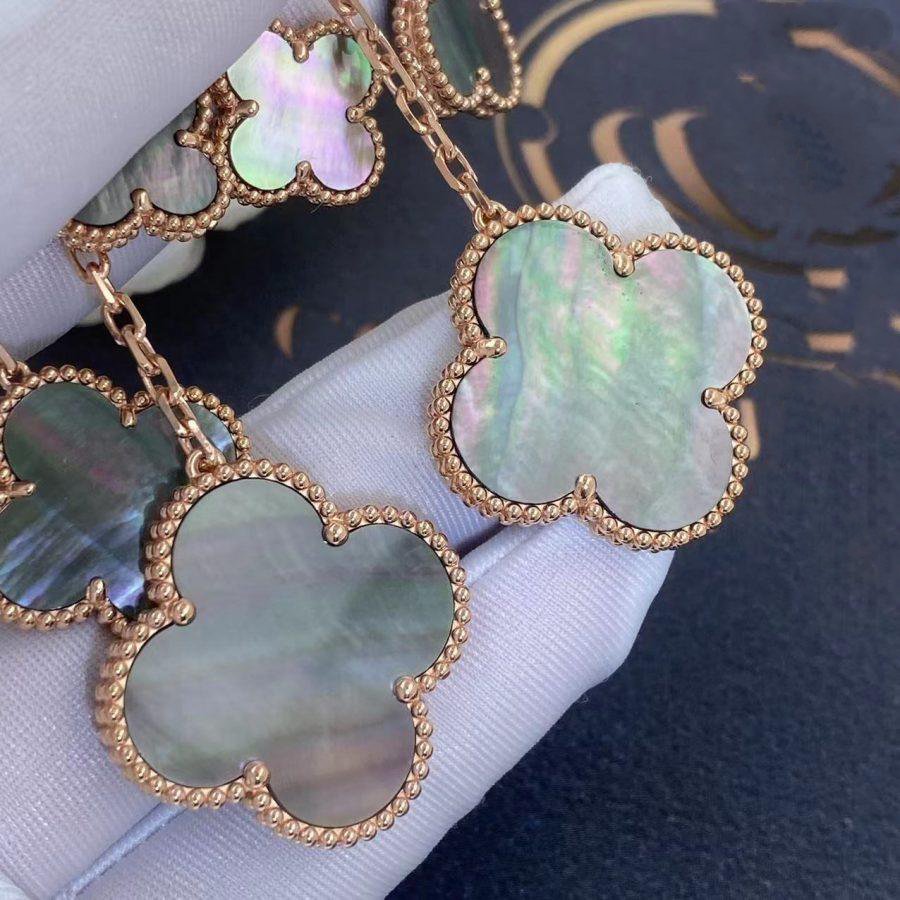 [Clover Jewelery]CLOVER EARRINGS DARK MOP 4 MOTIFS ROSE GOLD