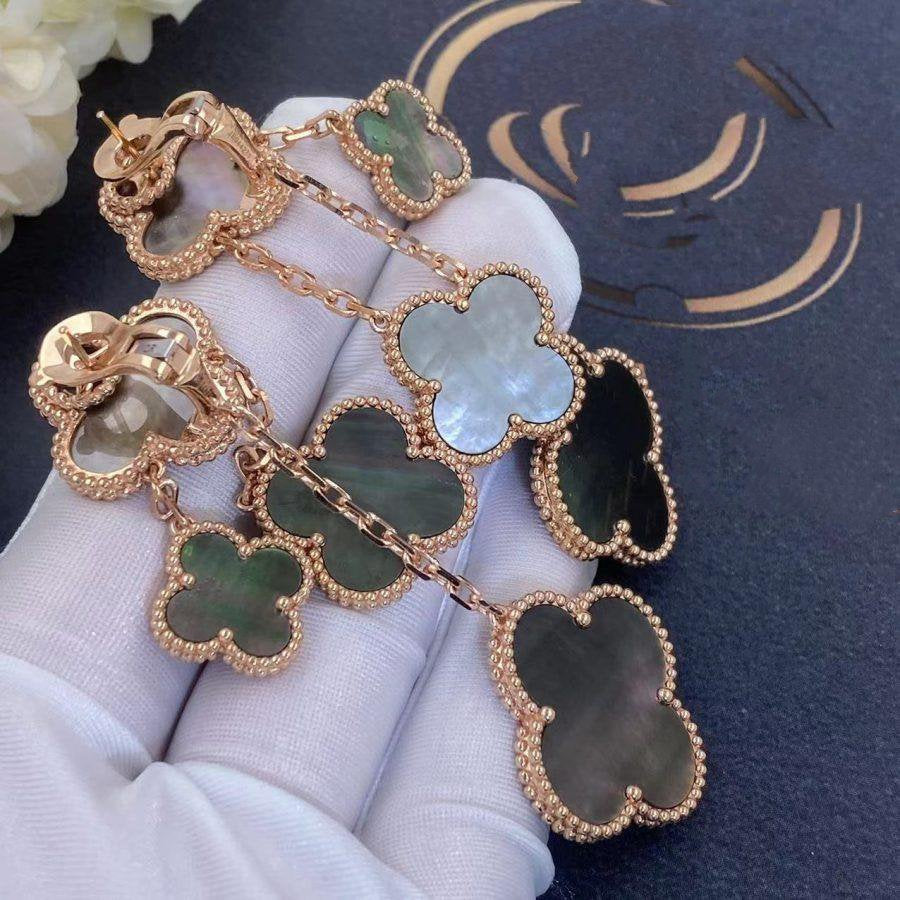 [Clover Jewelery]CLOVER EARRINGS DARK MOP 4 MOTIFS ROSE GOLD