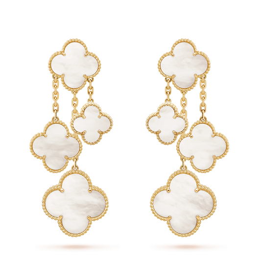 [Clover Jewelery]CLOVER EARRINGS WHITE MOP 4 MOTIFS GOLD