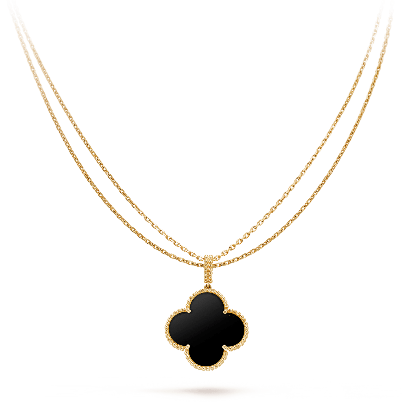 [Clover Jewelery]CLOVER 25MM GOLD ONYX BIG CLOVER NECKLACE