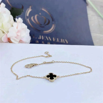 [Clover Jewelery]CLOVER ONYX SINGLE FLOWER BRACELET
