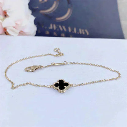[Clover Jewelery]CLOVER ONYX SINGLE FLOWER BRACELET