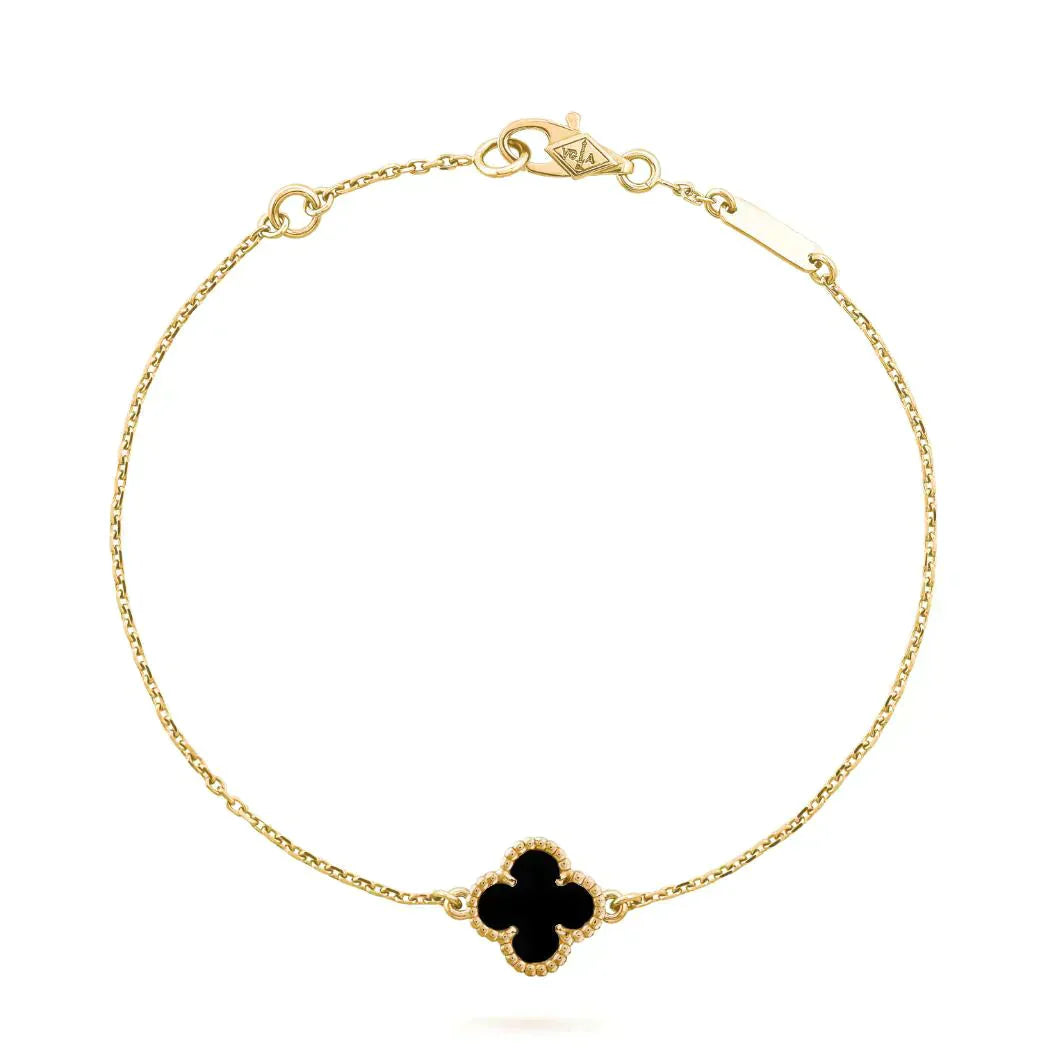 [Clover Jewelery]CLOVER ONYX SINGLE FLOWER BRACELET