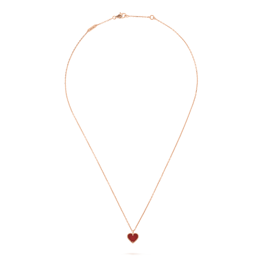 [Clover Jewelery]SWEET CLOVER CARNELIAN HEART NECKLACE