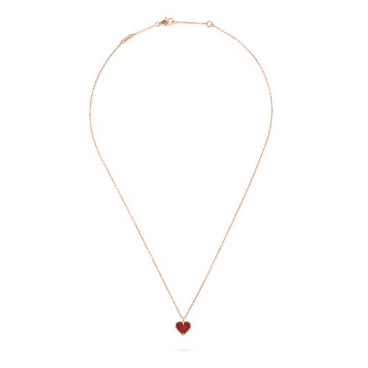[Clover Jewelery]SWEET CLOVER CARNELIAN HEART NECKLACE