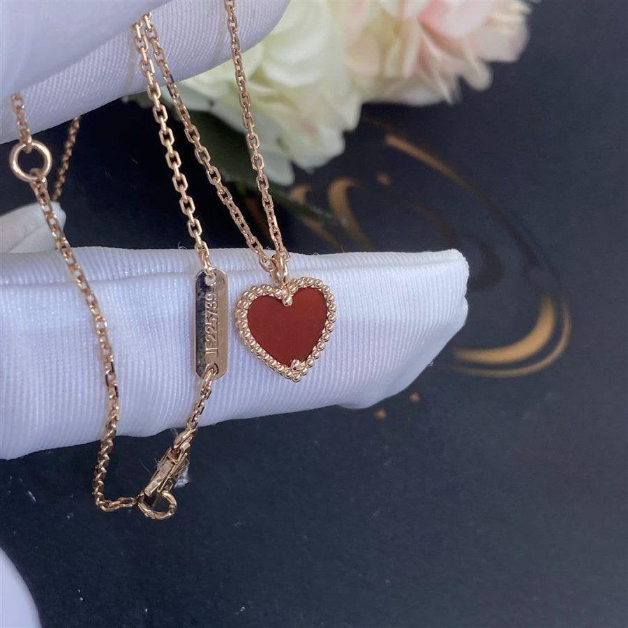 [Clover Jewelery]SWEET CLOVER CARNELIAN HEART NECKLACE