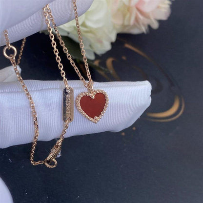 [Clover Jewelery]SWEET CLOVER CARNELIAN HEART NECKLACE