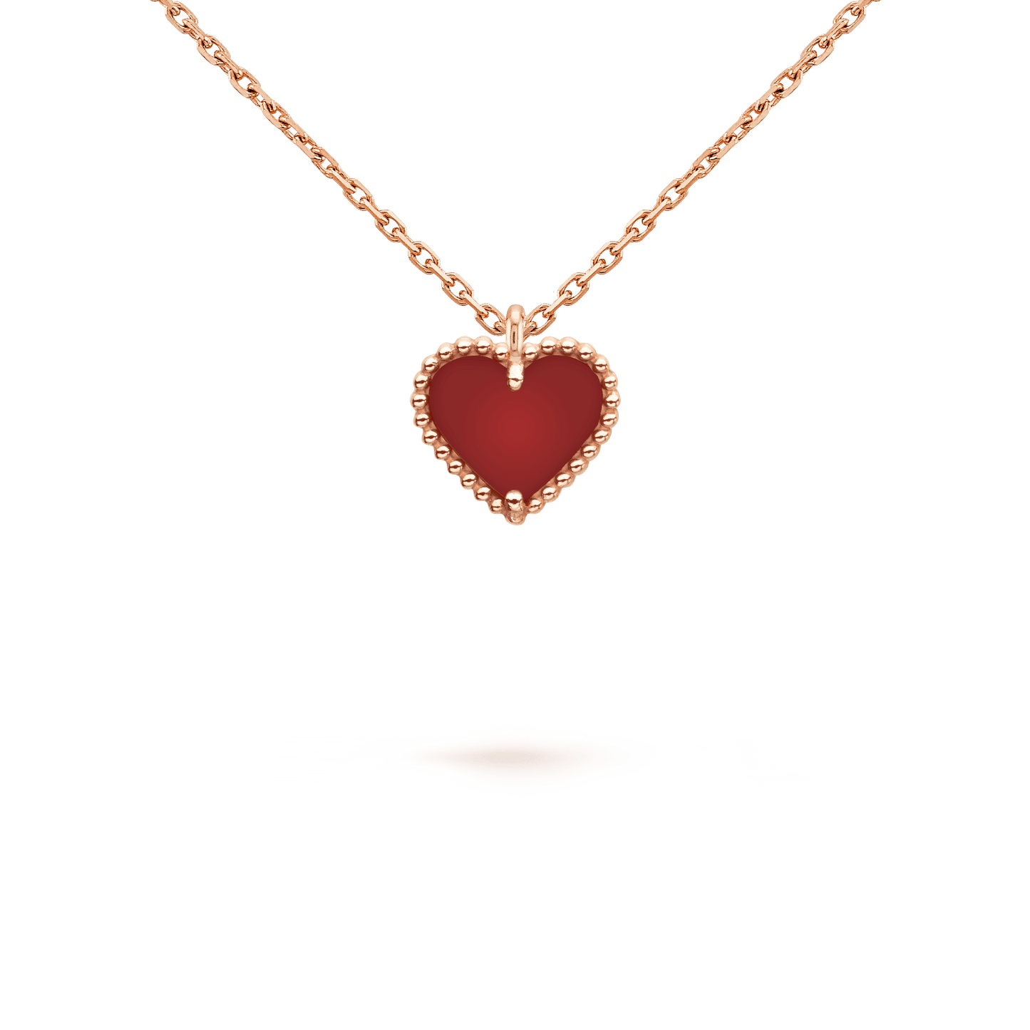 [Clover Jewelery]SWEET CLOVER CARNELIAN HEART NECKLACE