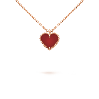 [Clover Jewelery]SWEET CLOVER CARNELIAN HEART NECKLACE