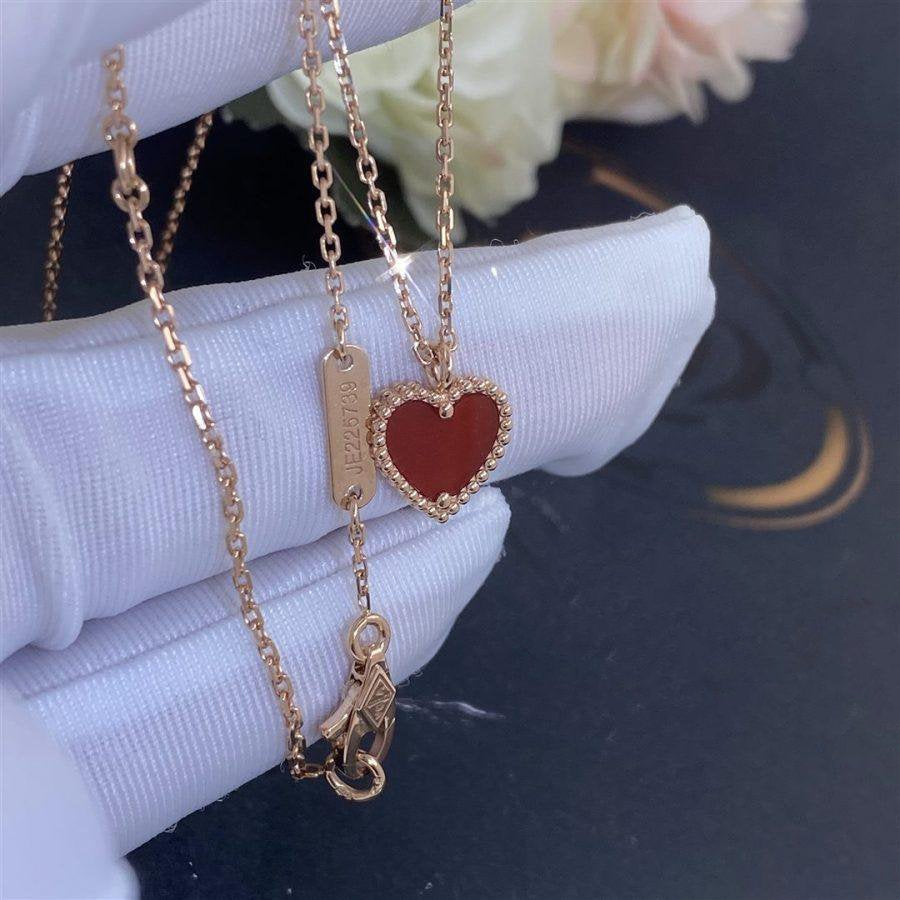 [Clover Jewelery]SWEET CLOVER CARNELIAN HEART NECKLACE