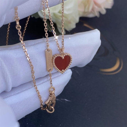 [Clover Jewelery]SWEET CLOVER CARNELIAN HEART NECKLACE
