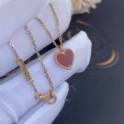 [Clover Jewelery]SWEET CLOVER CARNELIAN HEART NECKLACE