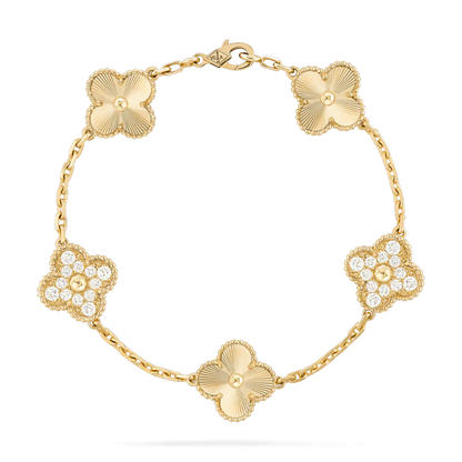 [Clover Jewelery]CLOVER BRACELET 5 MOTIFS GOLD DIAMOND