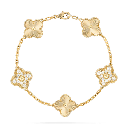 [Clover Jewelery]CLOVER BRACELET 5 MOTIFS GOLD DIAMOND