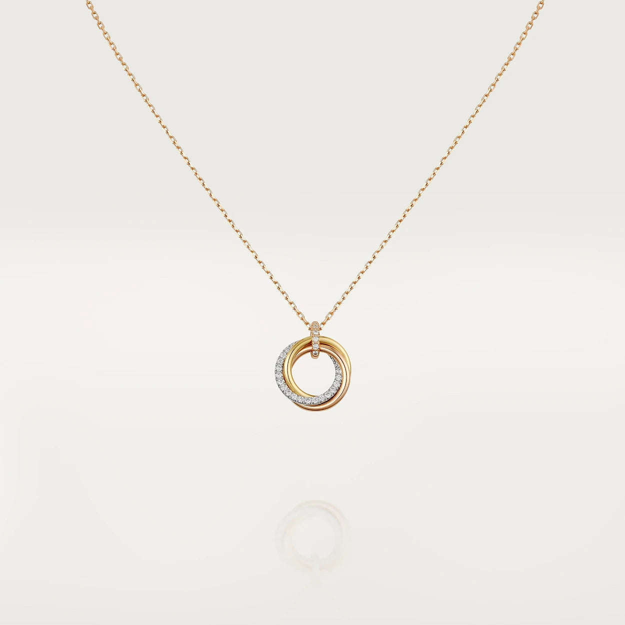 [Clover Jewelery]TRINITY NECKLACE SILVER GOLD PINK GOLD DIAMONDS