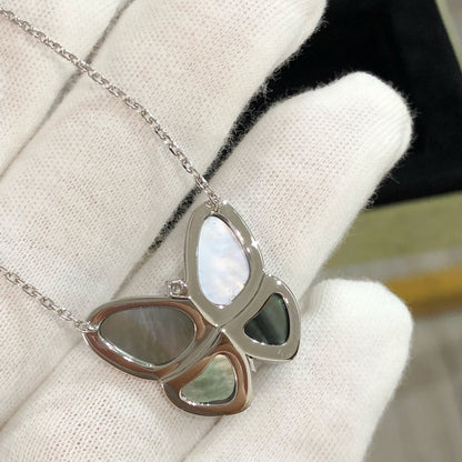 [Clover Jewelery]LARGE BUTTERFLY SILVER PENDANT DIAMOND NECKLACE