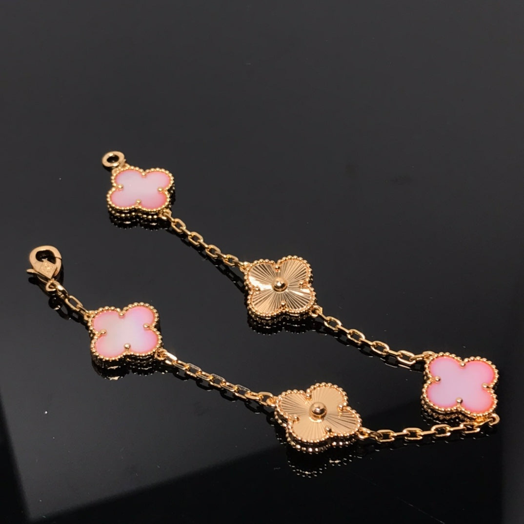 [Clover Jewelery]CLOVER BRACELET 5 MOTIF PINK AND PINK GOLD