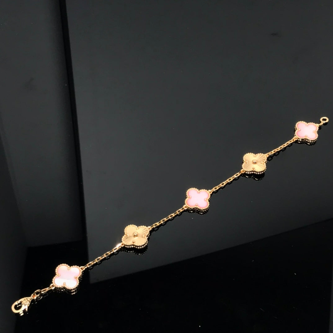 [Clover Jewelery]CLOVER BRACELET 5 MOTIF PINK AND PINK GOLD