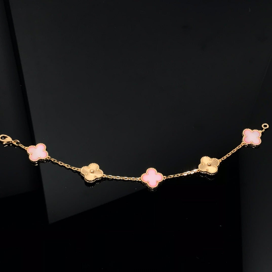 [Clover Jewelery]CLOVER BRACELET 5 MOTIF PINK AND PINK GOLD