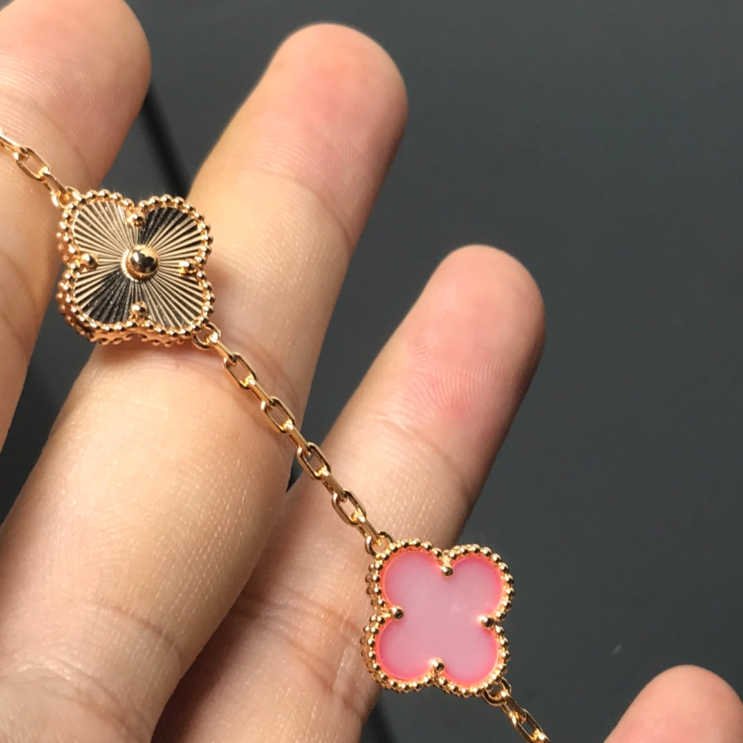 [Clover Jewelery]CLOVER BRACELET 5 MOTIF PINK AND PINK GOLD