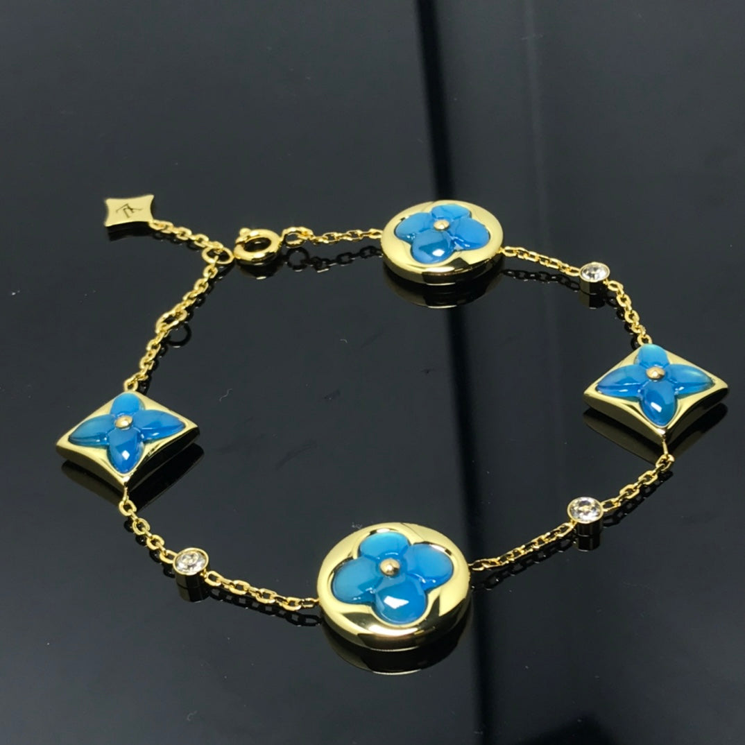 [Clover Jewelery]STAR AND SUN 4 MOTIF BLUE BRACELET