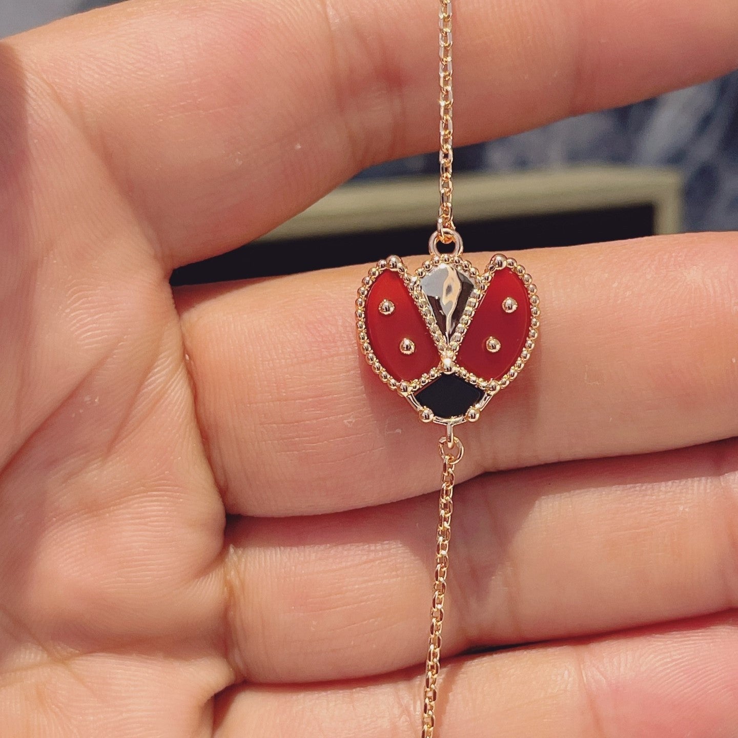 [Clover Jewelery]LUCKY SPRING 1 MOTIF PINK GOLD BRACELET