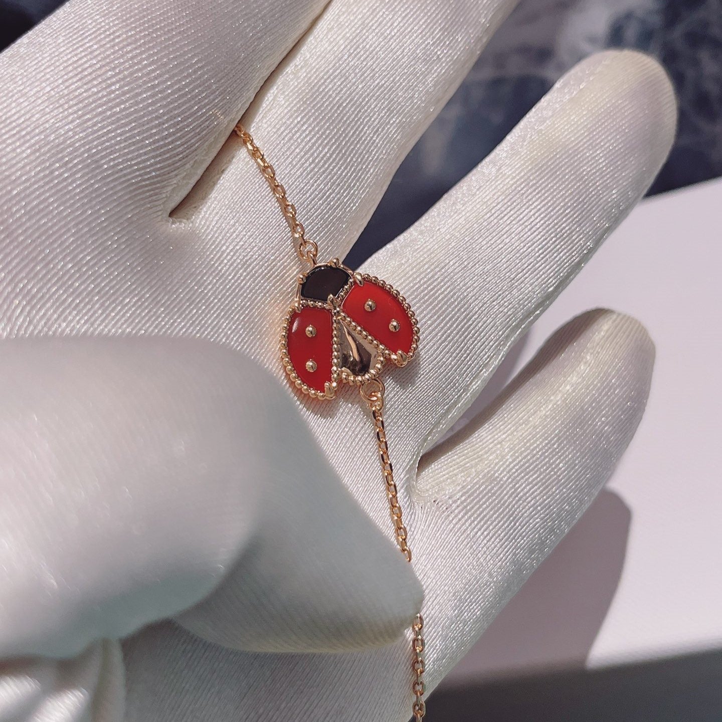 [Clover Jewelery]LUCKY SPRING 1 MOTIF PINK GOLD BRACELET