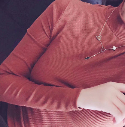 [Clover Jewelery]LUCKY SPRING 4 MOTIFS ROSE GOLD NECKLACE
