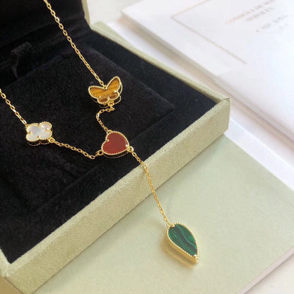 [Clover Jewelery]LUCKY SPRING 4 MOTIFS ROSE GOLD NECKLACE