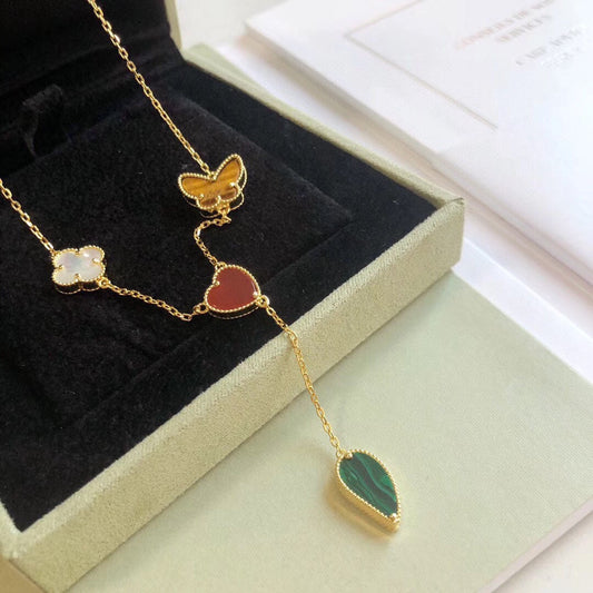 [Clover Jewelery]LUCKY SPRING 4 MOTIFS ROSE GOLD NECKLACE