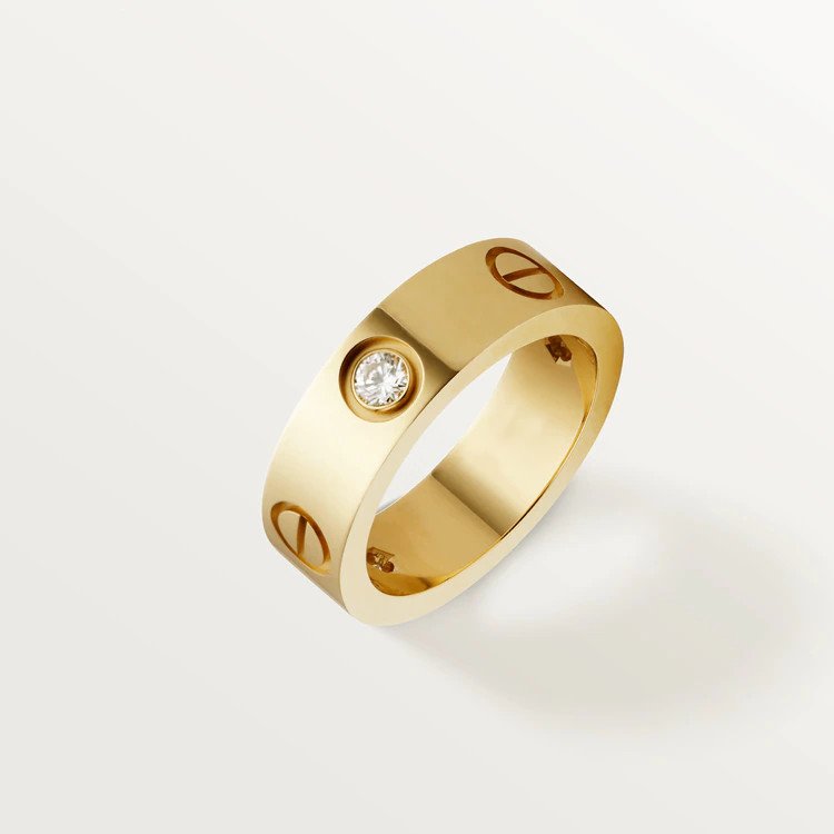 [Clover Jewelery]LOVE RING 5.5MM 3 DIAMONDS PINK GOLD